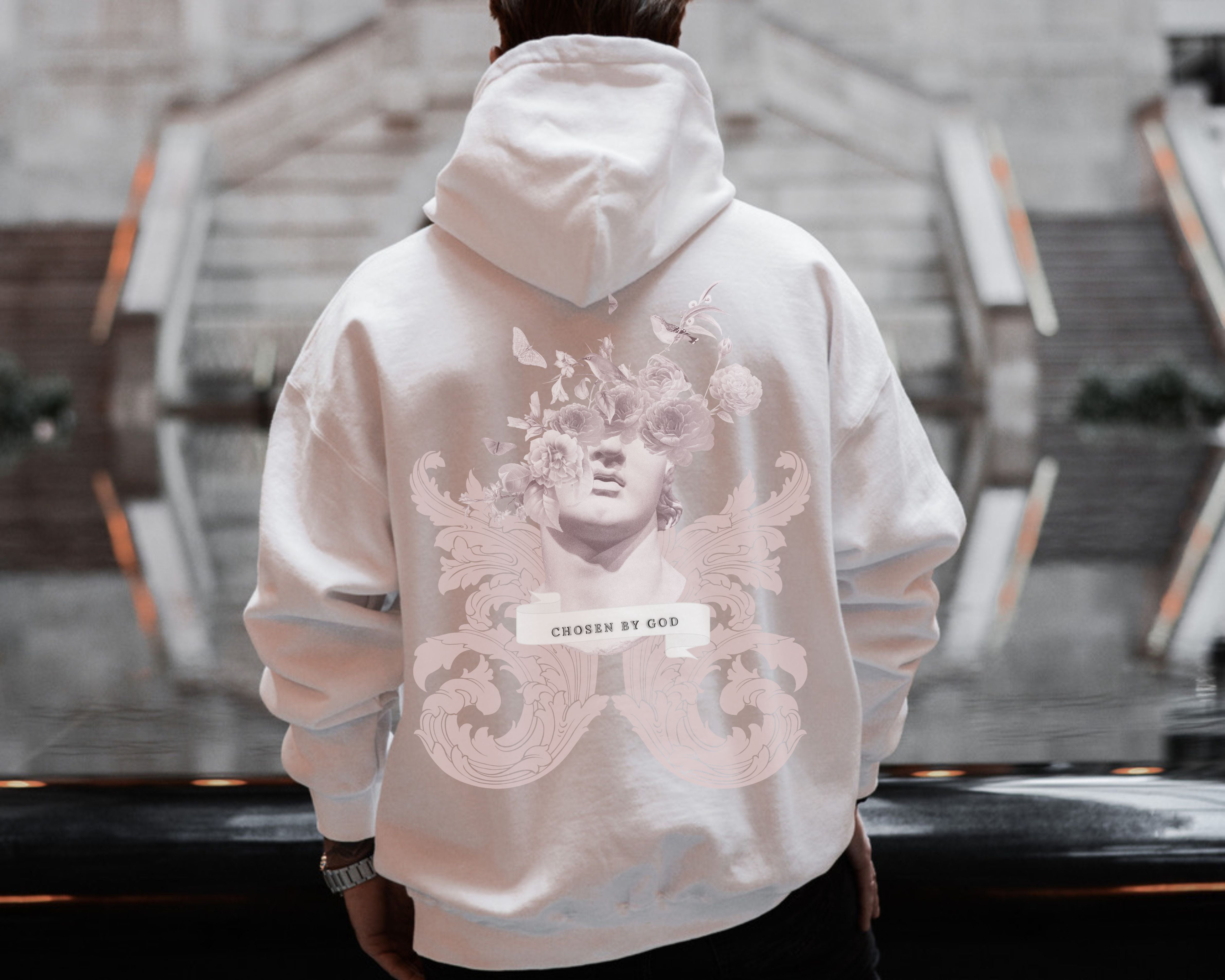 Aesthetic white hoodie sale